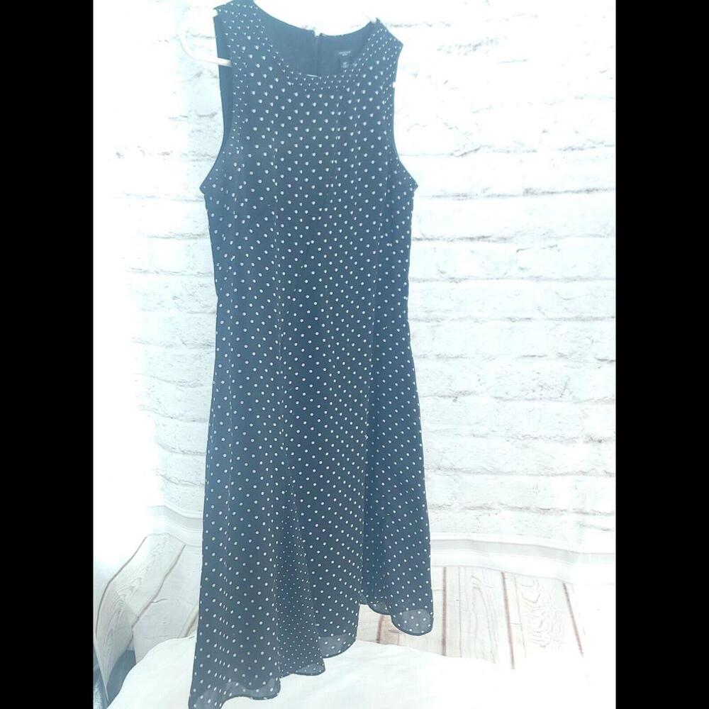 Ann Taylor Black White Polka Dots Sheath Sleeveless Size 6 P Dress